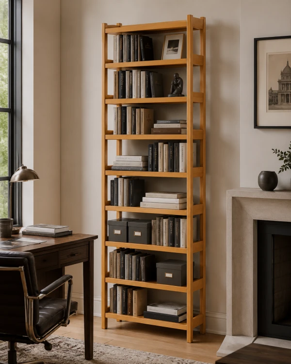 Regał bukowy na książki 9 półek 252x60x25 cm dzielony